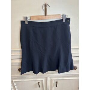 Chanel Vintage Black A-line Classy Triangle Detail Pleated Skirt CC logo Button